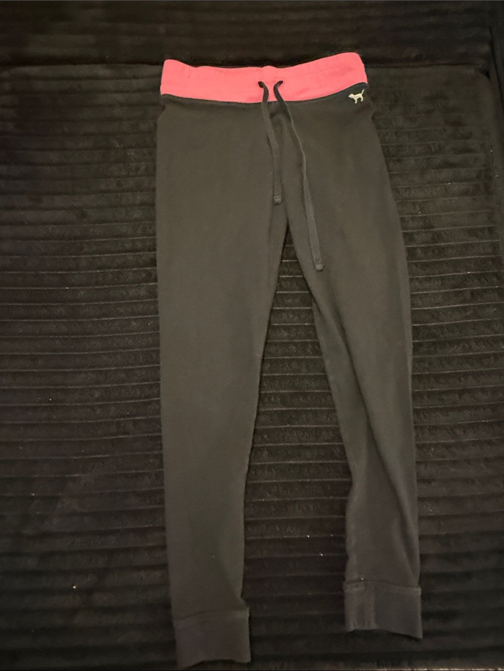 Womans Black Jogger Bottoms with Pink Waistband size small